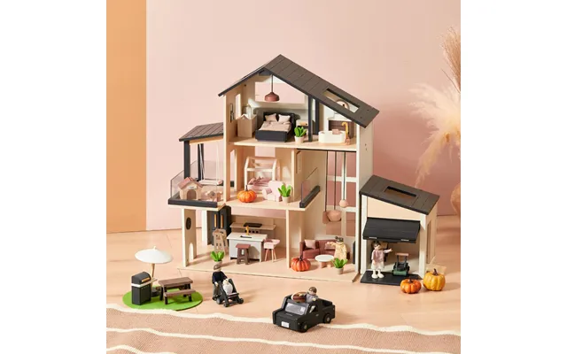Sweet Family Gift Set Black Dollhouse & Dollhouse Garage & Extra Dolls Set