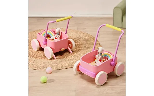 Tiny Land 3-in-1 Wooden Baby Walker Wagon - Pink