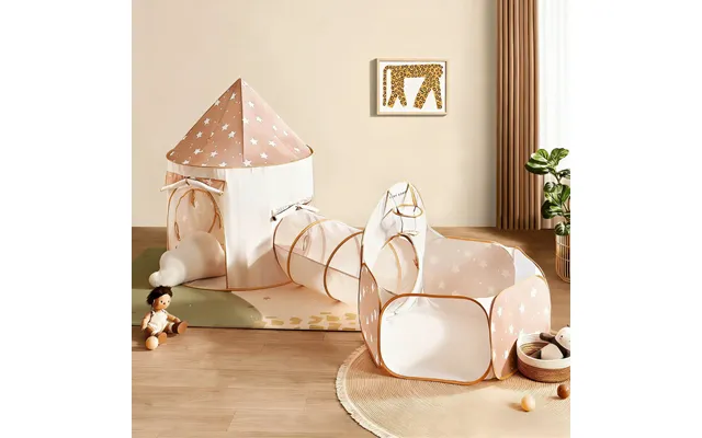 Tiny Land Compact Adventure 3-in-1 Play Tunnel With No Balls - Brown