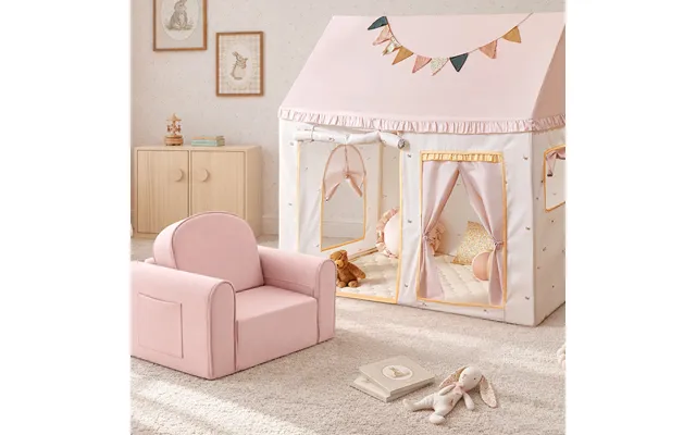 Tiny Land Cozy Nook Playhouse Tent & Gentlesnug Kid Chair - Pink
