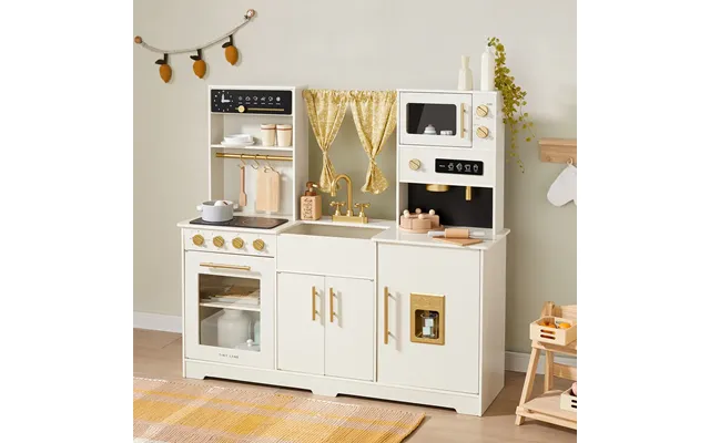 Tiny Land Iconic Wooden Play Kitchen Cream Pretend Cooking Set For Kids