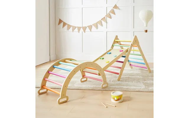 Tiny Land Pikler Triangle 7-in-1 Montessori Climbing Set - Rainbow Color