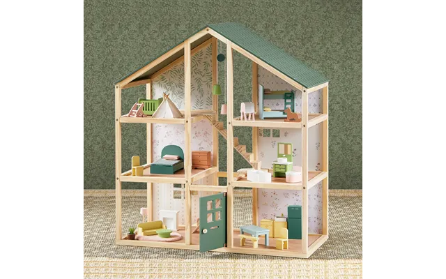 Tiny Land Sweetwood Dollhouse Without Dolls - Green