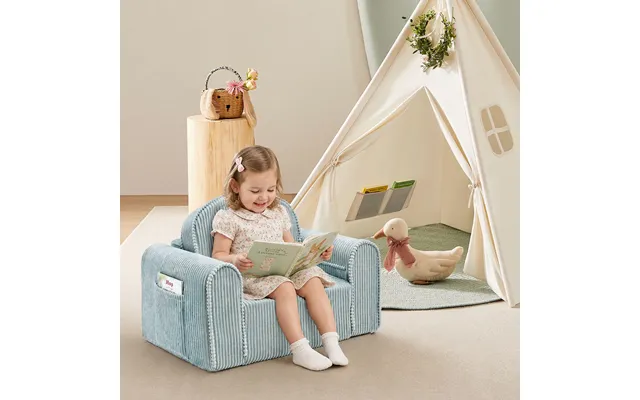 Tiny Land Ultimate Reading Retreat Premium Teepee & Corduroy Lounger - Soft Teal