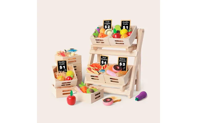 Tiny Land Wooden Food For Play Kitchen & Wooden Rack