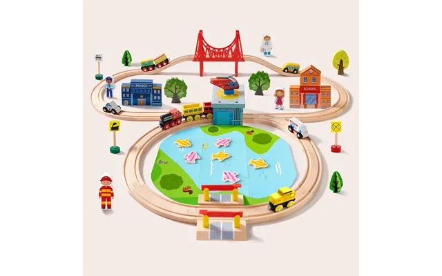 Tiny Land Wooden Train Set For Children - 110 Pcs