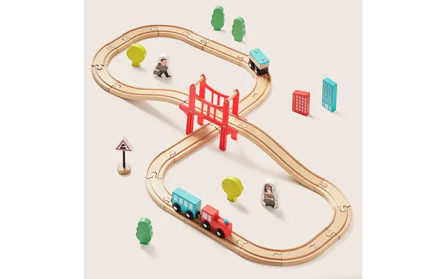 Tiny Land Wooden Train Set For Children - 39 Pcs