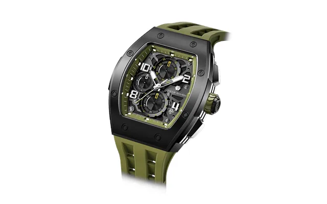 Montre À Quartz De Luxe Abordable Pour Homme Tsar Bomba Vert Olive Boîtier Tonneau Mouvement À Quartz Epson Étanchéité 5