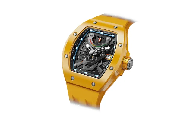 Montre Automatique En Céramique Pour Homme Tsar Bomba Jaune 45 Mm Verre Saphir Mouvement Miyota Étanchéité 5 Atm Garde-t
