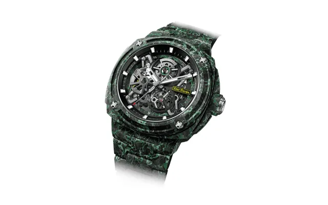 Montre Automatique Mécanique Tsar Bomba Electron Series Vert Bisel - Boîtier Et Bracelet En Fibre De Carbone Cadran Méca