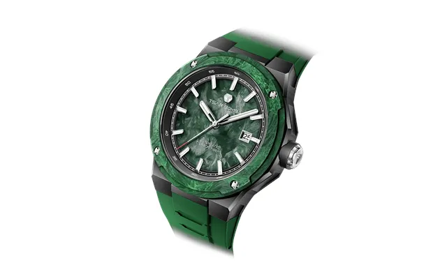 Montre Automatique Mécanique Tsar Bomba Electron Series Vert Bisel Et Cadran En Pleine Fibre De Carbone Verre Saphir Éta