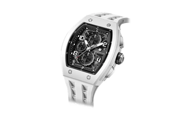 Montre De Luxe À Quartz Pour Homme Tsar Bomba Blanche Boîtier Tonneau En Biocéramique Mouvement À Quartz Japonais Montre