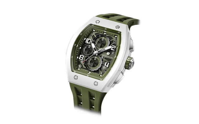 Montre De Luxe À Quartz Pour Homme Tsar Bomba Vert Olive Boîtier Tonneau En Biocéramique Mouvement À Quartz Japonais Mon
