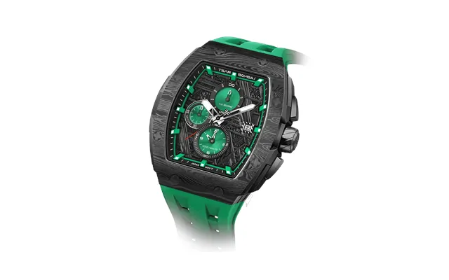 Montre Quartz Chronographe Homme Tsar Bomba Elemental Series Vert Bisel Et Boîtier En Acier Inoxydable Triple Sous-cadra