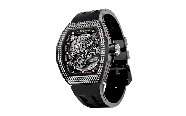 Tsar Bomba Série Atomic - Montre Automatique Squelette En Zirconium Pour Homme, Avec Verre Saphir, Bracelet En Caoutchou