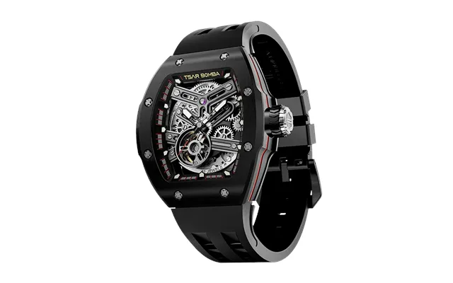 Tsar Bomba Série Atomic Montre Squelette Automatique Pour Homme En Acier Inoxydable Avec Verre Saphir - Bracelet En Caou