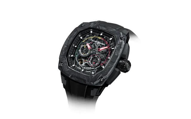 Tsar Bomba Série Dark Matter - Montre Automatique Squelette Interchangeable De Luxe, Lunette En Fibre De Carbone, Montre