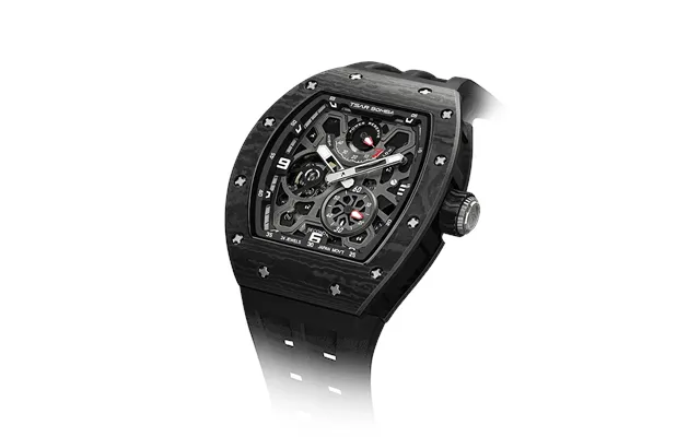 Tsar Bomba Série Elemental - Montre Automatique Pour Homme, Lunette Et Boîtier Entièrement En Fibre De Carbone, Montre M