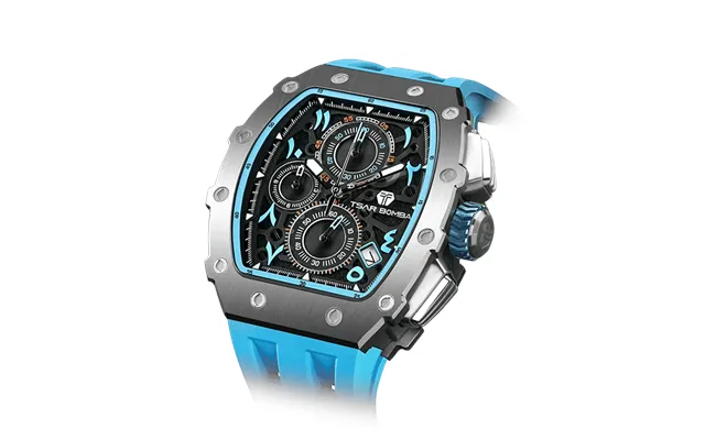 Tsar Bomba Série Elemental - Montre Chronographe Pour Homme, Lunette En Acier Inoxydable, Verre Saphir, Bracelet En Sili