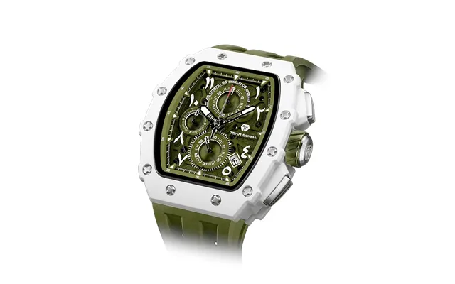 Tsar Bomba Série Elemental - Montre Chronographe Pour Homme, Lunette En Biocéramique, Verre Saphir, Bracelet En Silicone
