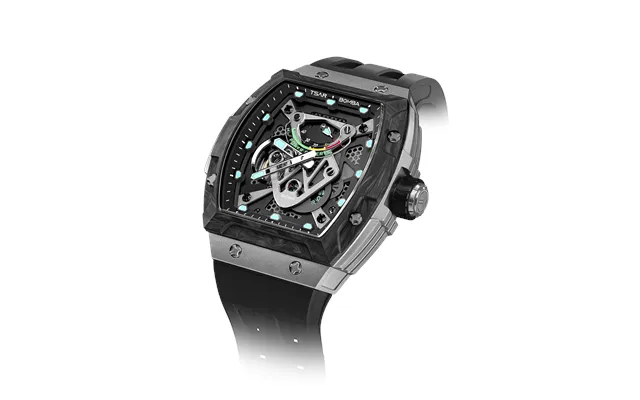 Tsar Bomba Série Neutron - Montre Automatique Squelette Pour Homme De La, Boîtier En Alliage De Titane, Lunette En Fibre