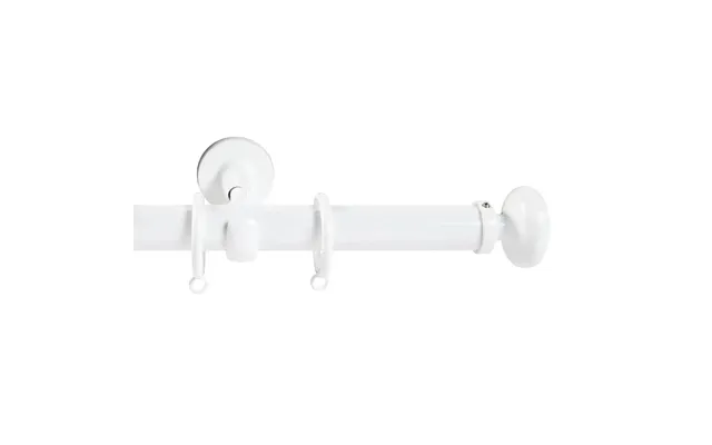 Arno Single Decorative Curtain Rod With Rings - White
