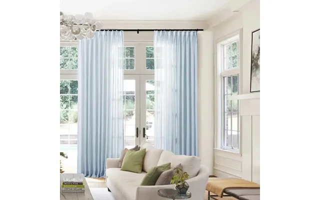 Flynn Ready-made Lightweight Sheer Curtain Pinch Pleat Sold As A Pair - Baby Blue D87-3 72wx102l