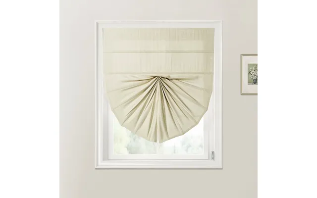 Ian Linen Fan Roman Shades Cord Lift - Beige White 151-2