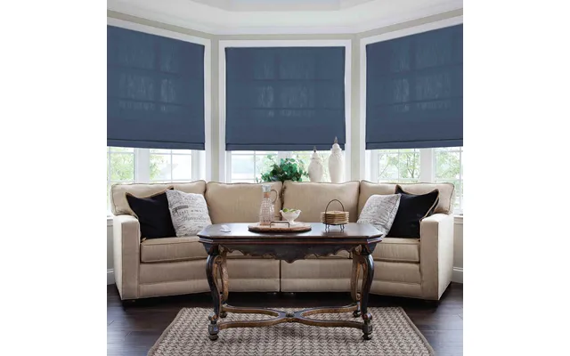Isabella Cotton Roman Shade Cord Lift - Navy 7084-40