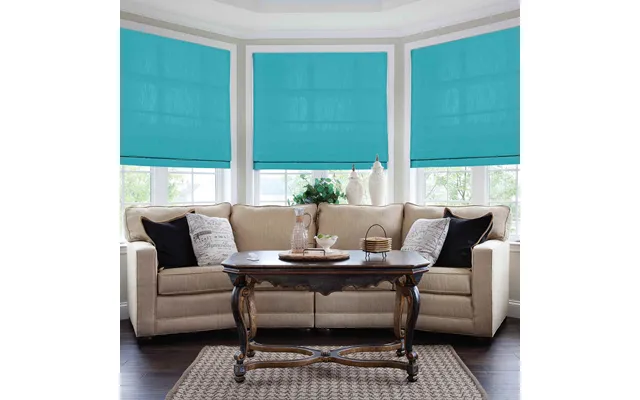 Isabella Cotton Roman Shade Cord Lift - Peacock 7084-3
