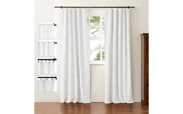 Jawara Linen Cotton Blackout Curtain In Multiway 4-in-1 Header - White J401-1 52w*108l