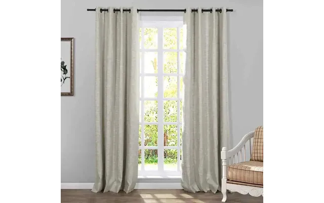 Jawara Linen Cotton Drapery Grommet With Room Darkening Lining - Oatmeal J401-3 52w*108l
