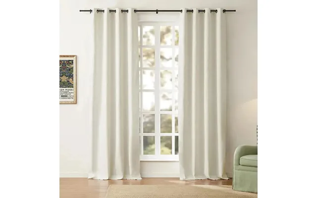 Jawara Linen Cotton Drapery Grommet With Room Darkening Lining - Off White J401-7 52w*108l