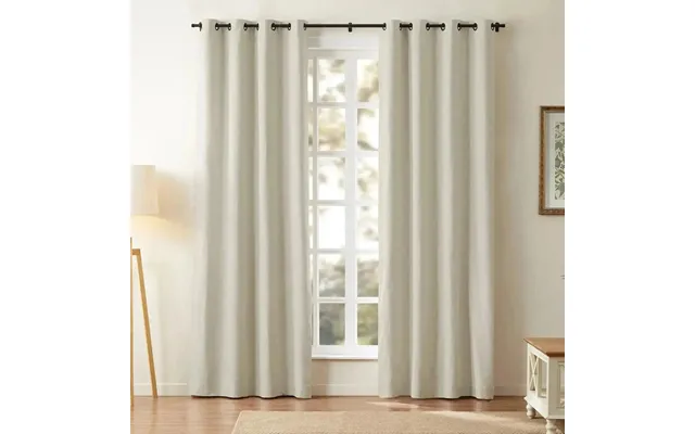 Jawara Linen Cotton Grommet Blackout Curtains - Greyish Beige J401-10 52w*84l