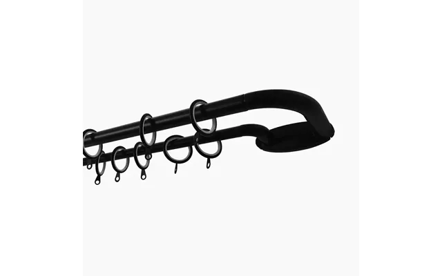 Jaylon Adjustable Double Curtain Rod With Rings - Black Large 72-144 In Length