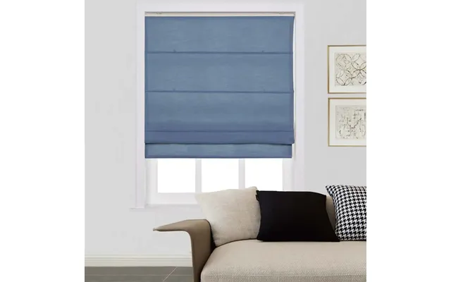 Liz Linen Window Roman Shades Loop Cord Lift - Aegean Blue 1908-35