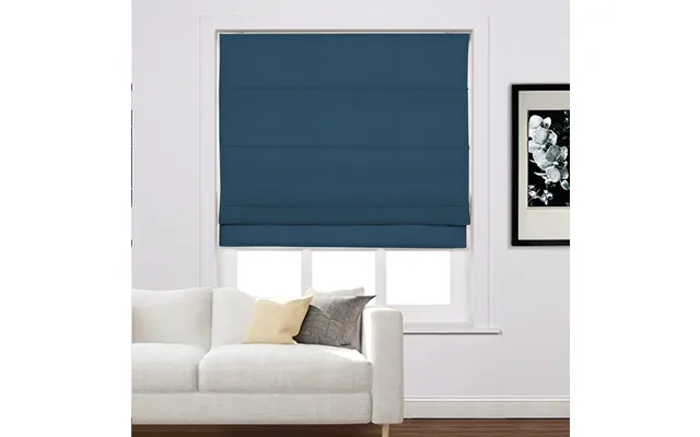 Liz Linen Window Roman Shades Loop Cord Lift - Navy Blue 1908-36