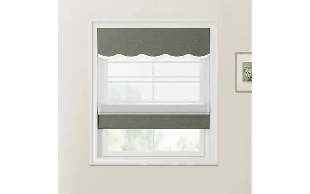 Patti Linen Valanced Day Night Roman Shade Cord Lift - Stone Gray B319