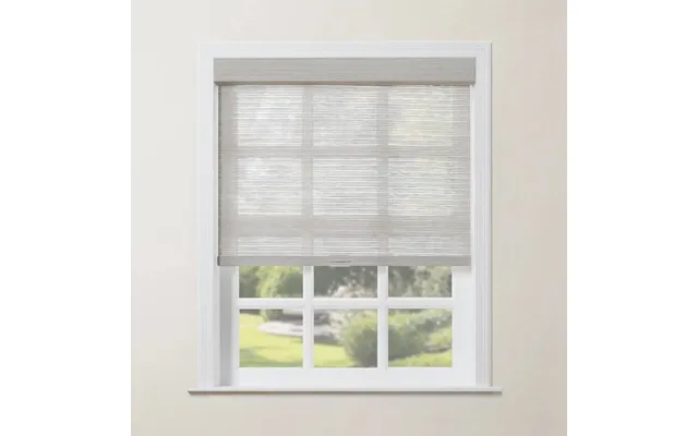 Rae Natural Jute Woven Wood Roller Shades Cordless - Striped Grey H021