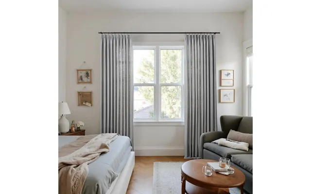 Reid Herringbone Curtain Pleated - Fog 3088-7