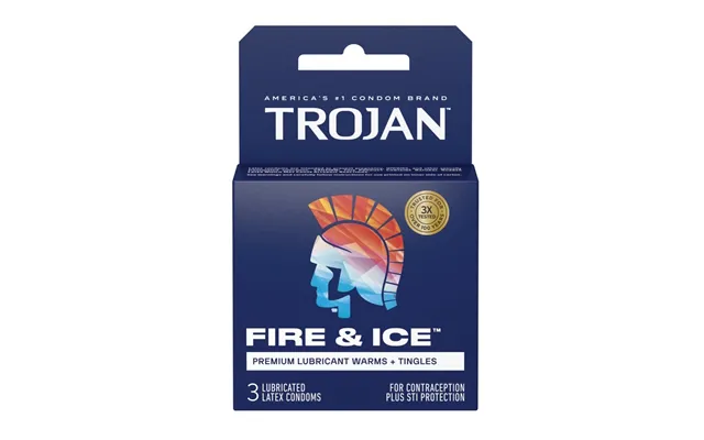 Trojan Fire & Ice Dual Action Condoms 3 Count Warming Tingling Latex Reservoir Tip