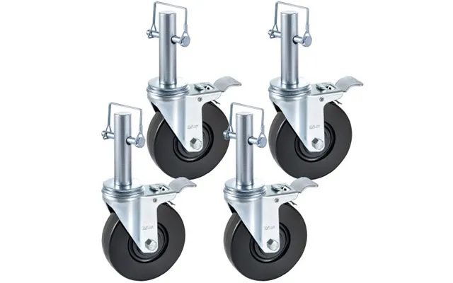 4 Pack 5 Heavy Duty Scaffolding Rubber Swivel Caster With Dual Locking 1 Solid Round Stem 280lbs Capacity Per Wheel