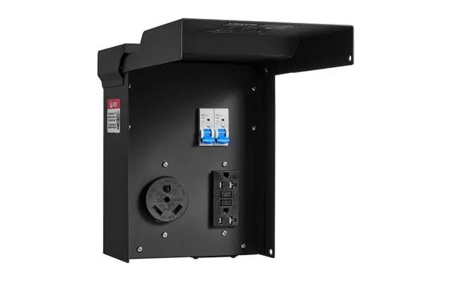 Vevor 30 20 Amp Rv Temporary Power Outlet Box Electrical Panel With Breaker - Weatherproof Electrical Outlet Box
