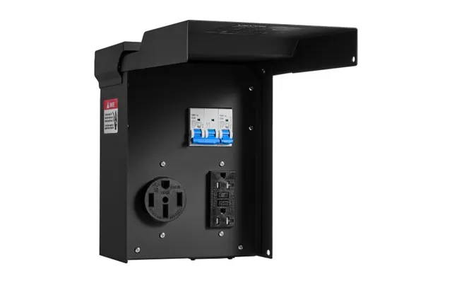 Vevor 50 20 Amp Rv Temporary Power Outlet Box Electrical Panel With Breaker - Weatherproof Electrical Outlet Box