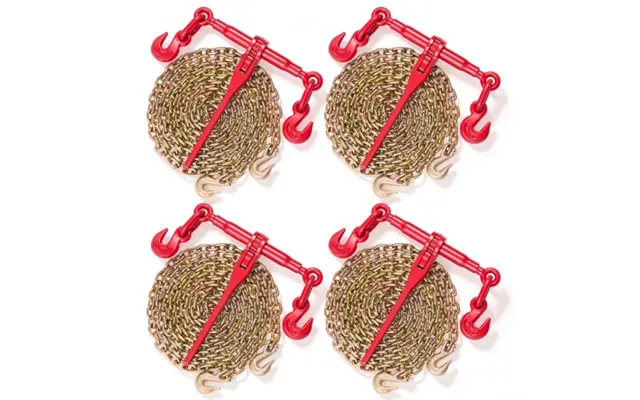 Vevor Chain Load Binder, 5 16 Tie Down Kit With 5400lbs Working Load Capacity And Two Grab Hooks, Includes 4 Ratchet Bin
