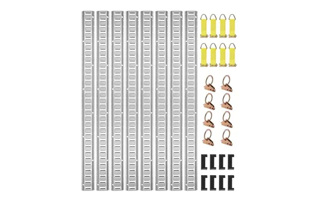 Vevor E Track Tie-down Rail Kit - 32pcs 5' E-tracks Set Includes 8 Steel Rails & 8 O-rings & 8 Tie-offs With D-ring & 8 