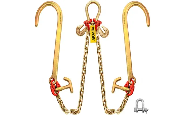 Vevor G80 V Bridle Chain - 5 16 X 2' Towing Chain Bridle With 15 J Hooks