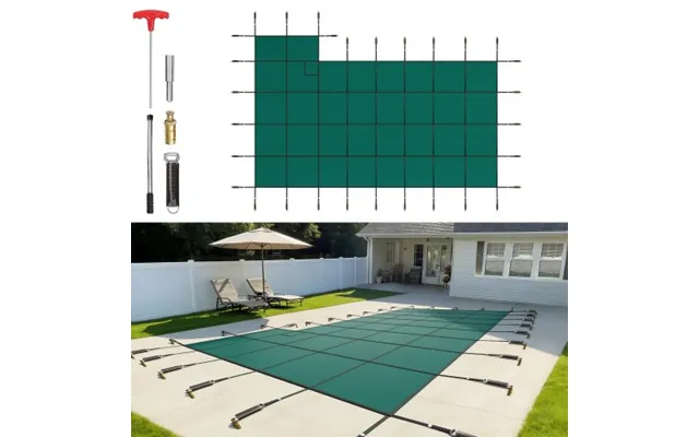 Vevor Inground Pool Safety Cover - 20 Ft X 38 Ft Rectangular Winter Pool Cover With Right Step