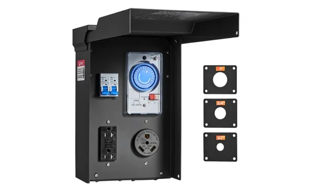Vevor Temporary Power Outlet Panel With Timer 30a 20a Rv Electrical Box - For Rv Hookup Camper Travel Trailer Ev Electri