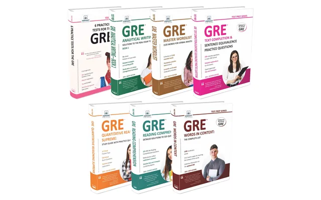 Gre Self Study - 6 Practice Tests Analytical Writing Book 1 Master Wordlist 1535 Words Quantitative Reasoning Reading Co